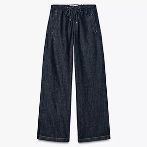 Zara Dark Indigo Wide Leg Jeans